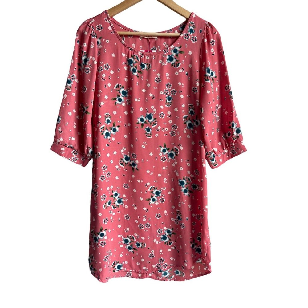 New! Diosa Dusty Pink Short Sleeve Floral Print Dress Size Large